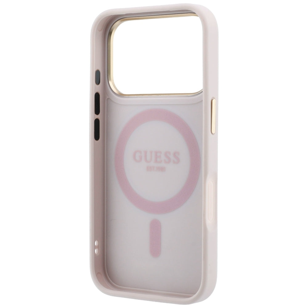 MagSafe puzdro pre Apple iPhone 18 Pro / 17 Pro, Guess, Ring Stand 360 4G Classic Logo, Ružová