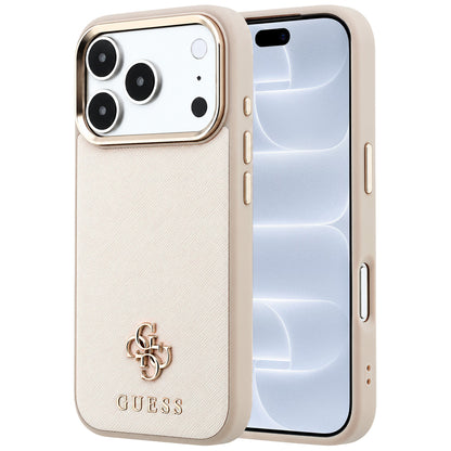 MagSafe puzdro pre Apple iPhone 18 Pro / 17 Pro, Guess, Saffiano Small 4G Classic, Béžová