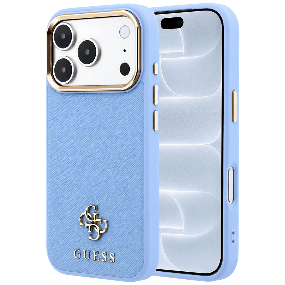 MagSafe puzdro pre Apple iPhone 18 Pro / 17 Pro, Guess, Saffiano Small 4G Classic, Modrá