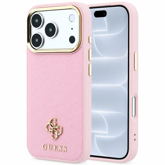 Puzdro MagSafe pre Apple iPhone 18 Pro / 17 Pro, Guess, Saffiano Small 4G Classic, ružové