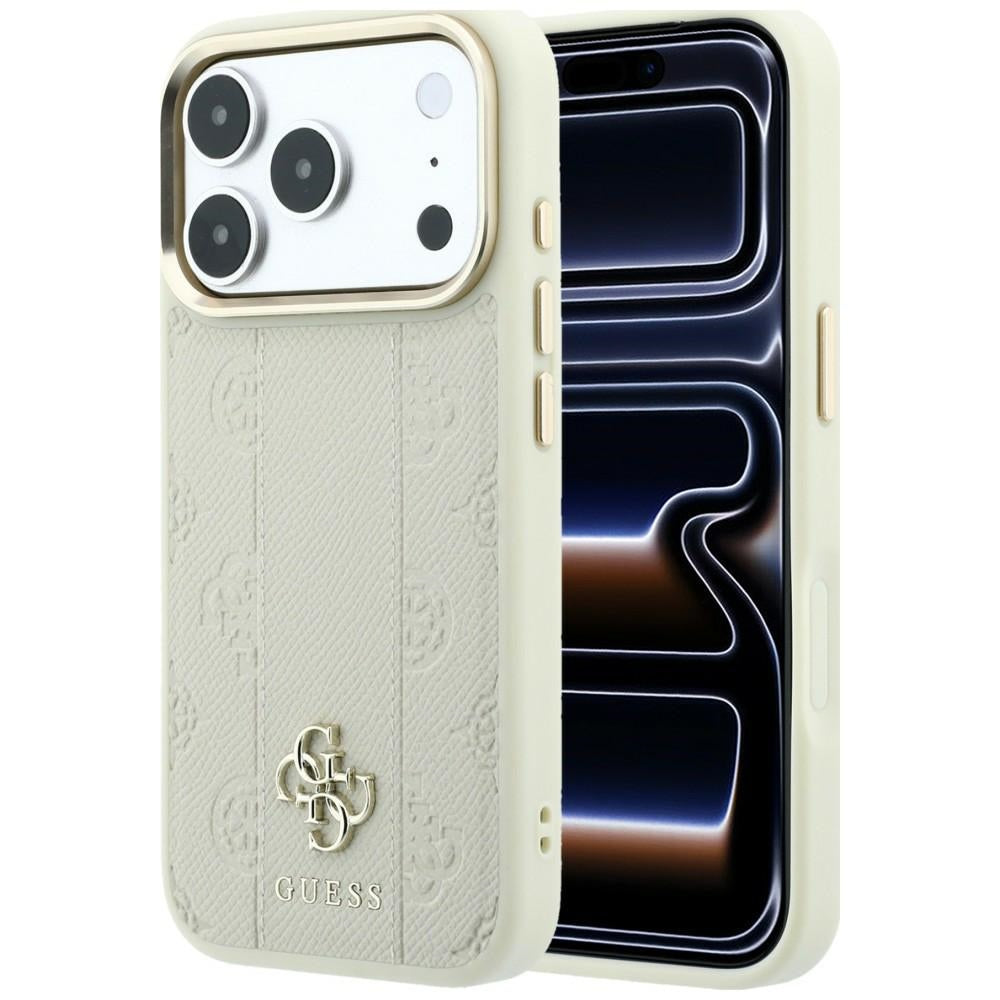 MagSafe puzdro pre Apple iPhone 18 Pro / 17 Pro, Guess, Stripe Peony 4G, Béžová