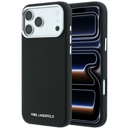 MagSafe puzdro pre Apple iPhone 18 Pro / 17 Pro, Karl Lagerfeld, Štruktúrované predĺžené logo, Čierne