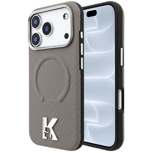 MagSafe puzdro pre Apple iPhone 18 Pro / 17 Pro, Karl Lagerfeld, Štruktúrovaný reliéfny krúžok, Béžová