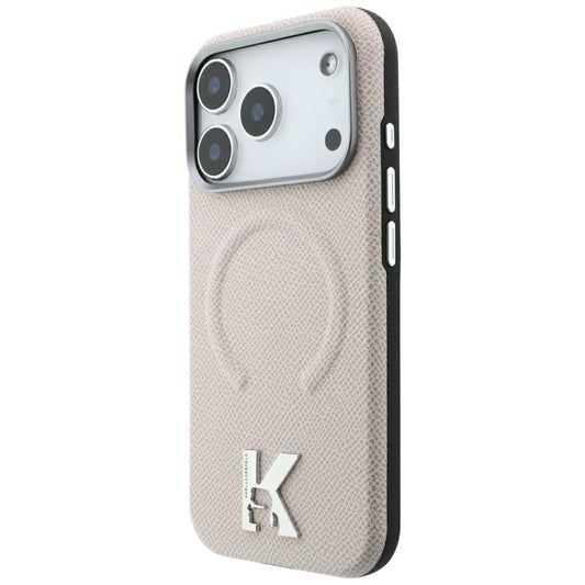 MagSafe puzdro pre Apple iPhone 18 Pro / 17 Pro, Karl Lagerfeld, Štruktúrovaný reliéfny krúžok, Béžová