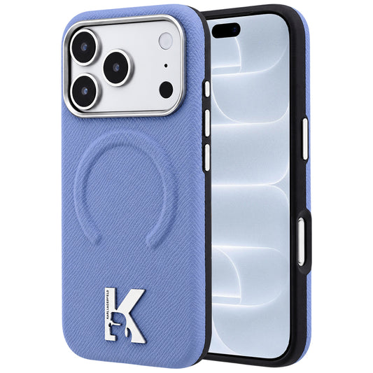 Puzdro MagSafe pre Apple iPhone 18 Pro / 17 Pro, Karl Lagerfeld, Grained Embossed Ring, modré