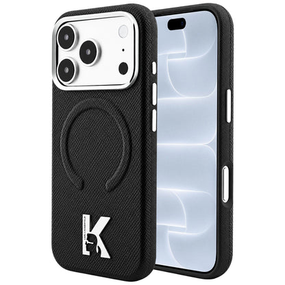 MagSafe Case for Apple iPhone 18 Pro / 17 Pro, Karl Lagerfeld, Grained Embossed Ring, Black