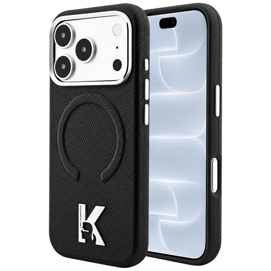 MagSafe puzdro pre Apple iPhone 18 Pro / 17 Pro, Karl Lagerfeld, Grained Embossed Ring, čierne