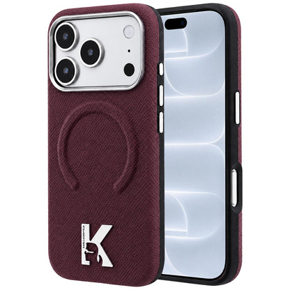 MagSafe puzdro pre Apple iPhone 18 Pro / 17 Pro, Karl Lagerfeld, Štruktúrovaný reliéfny prsteň, Bordová