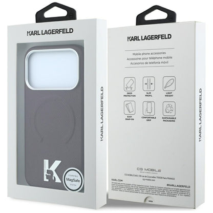 MagSafe puzdro pre Apple iPhone 18 Pro / 17 Pro, Karl Lagerfeld, Štruktúrovaný reliéfny prsteň, Bordová
