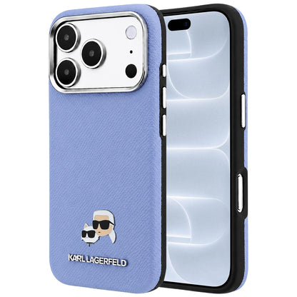 MagSafe puzdro pre Apple iPhone 18 Pro / 17 Pro, Karl Lagerfeld, Grained Karl & Choupette Head's Metal, Bleu