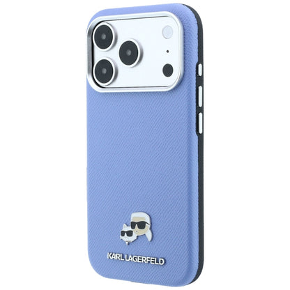 MagSafe puzdro pre Apple iPhone 18 Pro / 17 Pro, Karl Lagerfeld, Grained Karl & Choupette Head's Metal, Bleu