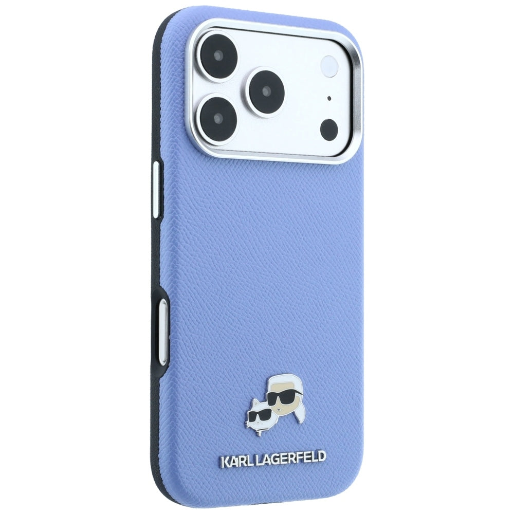 MagSafe puzdro pre Apple iPhone 18 Pro / 17 Pro, Karl Lagerfeld, Grained Karl & Choupette Head's Metal, Bleu