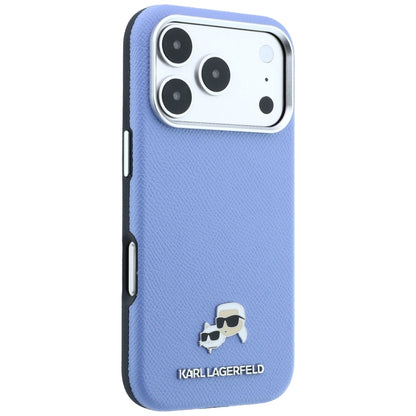 MagSafe puzdro pre Apple iPhone 18 Pro / 17 Pro, Karl Lagerfeld, Grained Karl & Choupette Head's Metal, Bleu