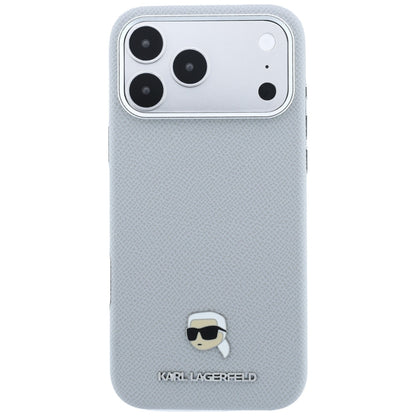 MagSafe puzdro pre Apple iPhone 18 Pro / 17 Pro, Karl Lagerfeld, Štruktúrovaná kovová hlava Karla, Sivá