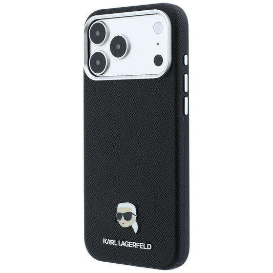 MagSafe puzdro pre Apple iPhone 18 Pro / 17 Pro, Karl Lagerfeld, Grained Karl Head's Metal, čierne