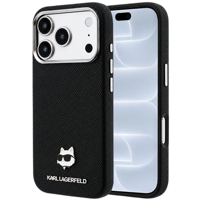 MagSafe puzdro pre Apple iPhone 18 Pro / 17 Pro, Karl Lagerfeld, Grained Karl Head's Metal, čierne