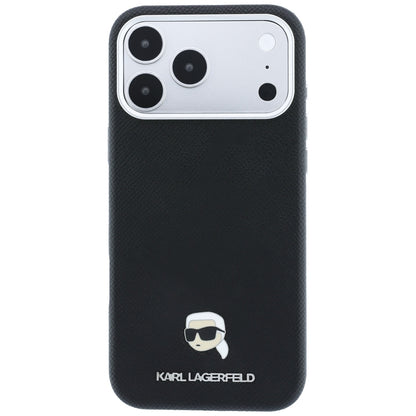 MagSafe puzdro pre Apple iPhone 18 Pro / 17 Pro, Karl Lagerfeld, Grained Karl Head's Metal, čierne