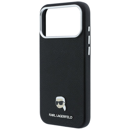 MagSafe puzdro pre Apple iPhone 18 Pro / 17 Pro, Karl Lagerfeld, Grained Karl Head's Metal, čierne