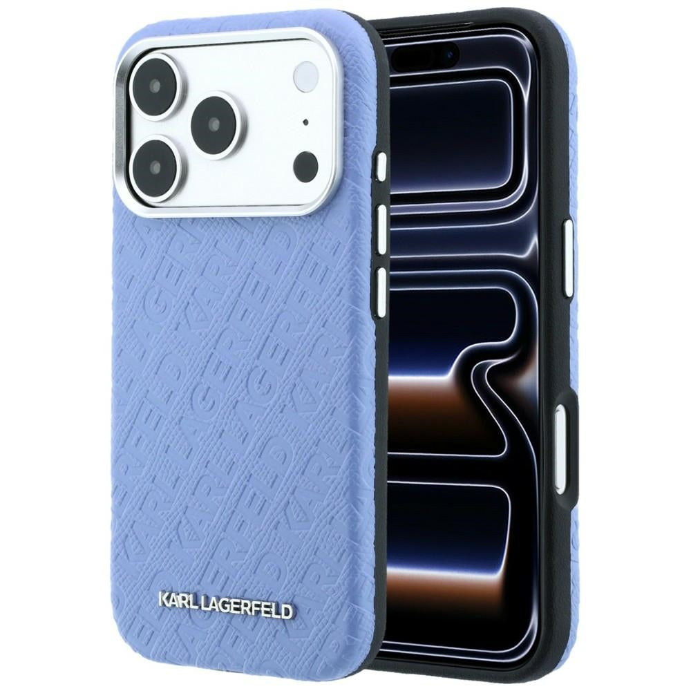MagSafe puzdro pre Apple iPhone 18 Pro / 17 Pro, Karl Lagerfeld, Štruktúrované kovové logo, Modré