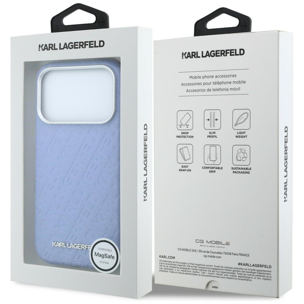 MagSafe puzdro pre Apple iPhone 18 Pro / 17 Pro, Karl Lagerfeld, Štruktúrované kovové logo, Modré