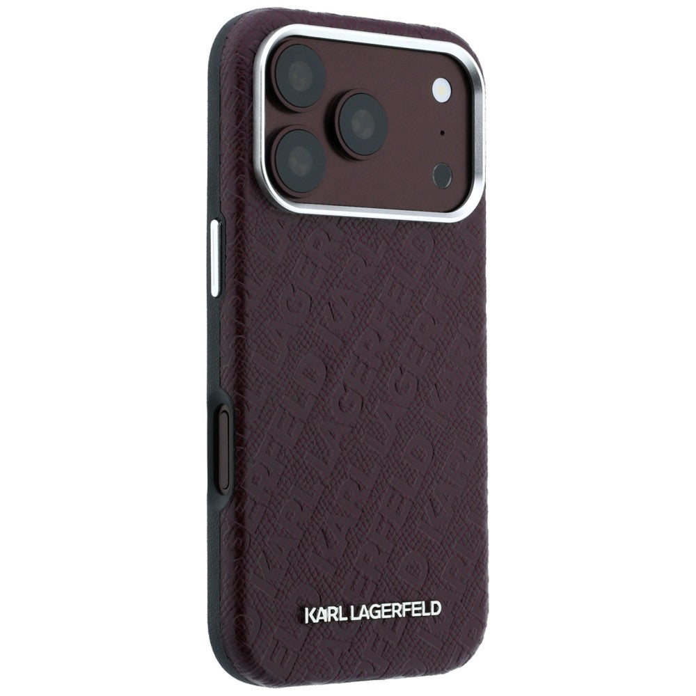 MagSafe puzdro pre Apple iPhone 18 Pro / 17 Pro, Karl Lagerfeld, Štruktúrované kovové logo, Bordové