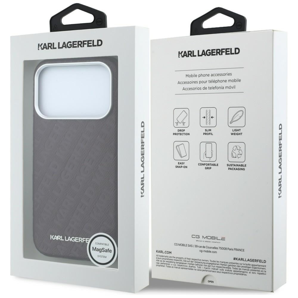 MagSafe puzdro pre Apple iPhone 18 Pro / 17 Pro, Karl Lagerfeld, Štruktúrované kovové logo, Bordové