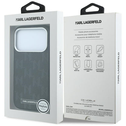 MagSafe puzdro pre Apple iPhone 18 Pro / 17 Pro, Karl Lagerfeld, Štruktúrované Mono Resin Logo, Čierne