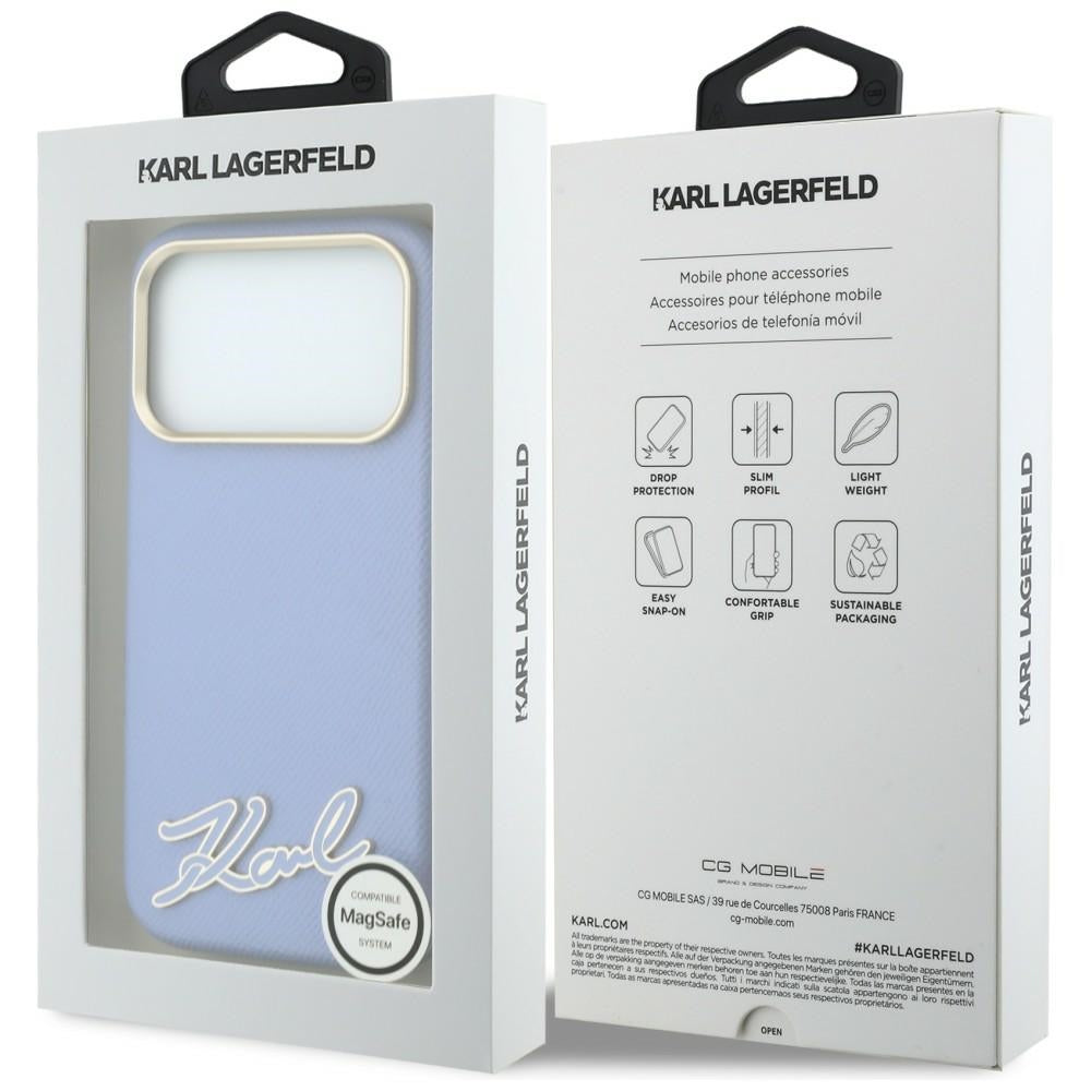 MagSafe puzdro pre Apple iPhone 18 Pro / 17 Pro, Karl Lagerfeld, Štruktúrované živicové logo, Modré