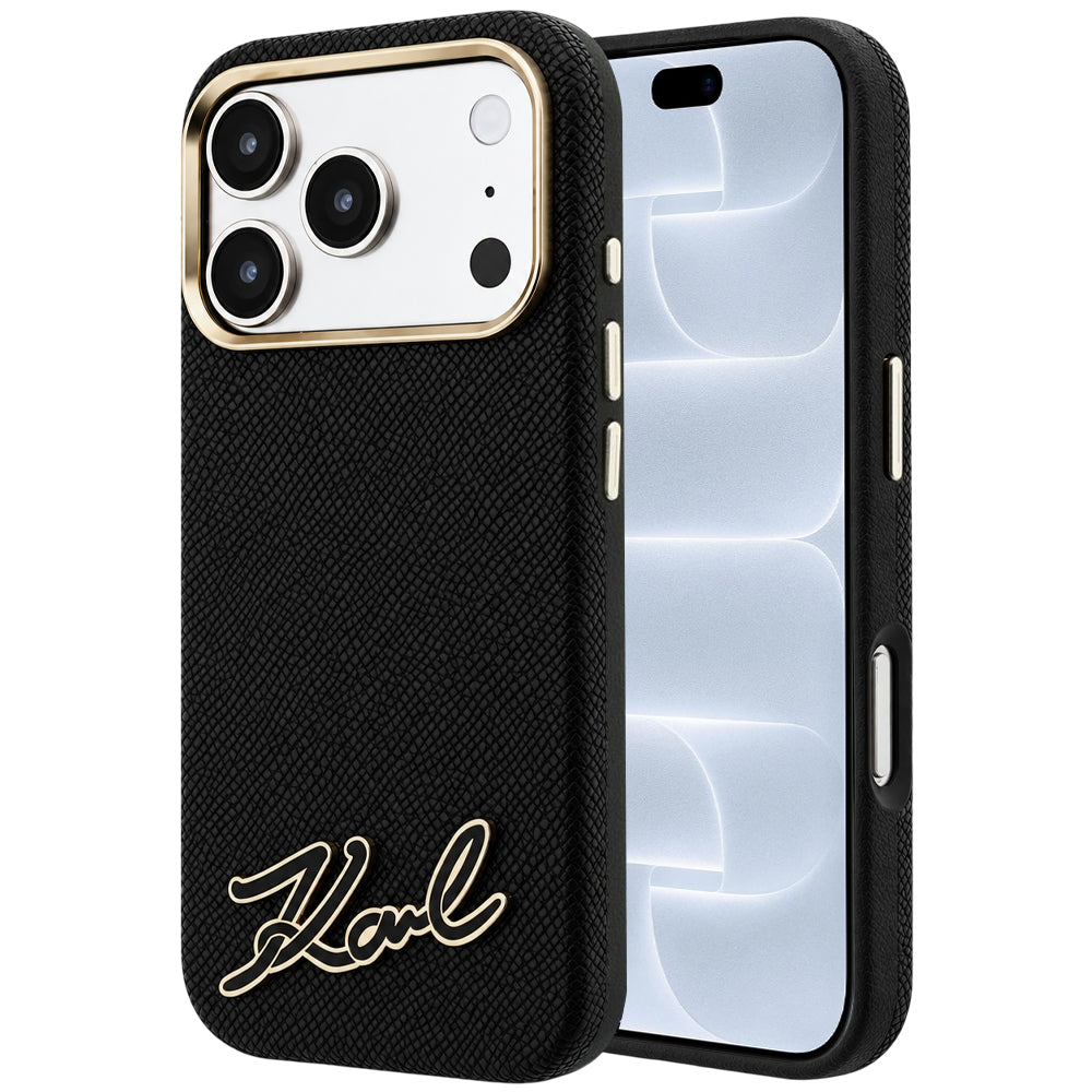 MagSafe puzdro pre Apple iPhone 18 Pro / 17 Pro, Karl Lagerfeld, Logo z textúrované živice, Čierne