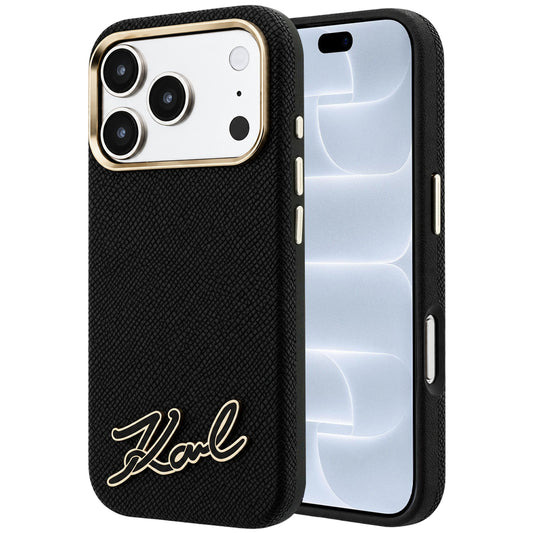 MagSafe puzdro pre Apple iPhone 18 Pro / 17 Pro, Karl Lagerfeld, Logo z textúrované živice, Čierne