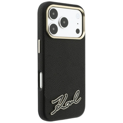 MagSafe puzdro pre Apple iPhone 18 Pro / 17 Pro, Karl Lagerfeld, Logo z textúrované živice, Čierne