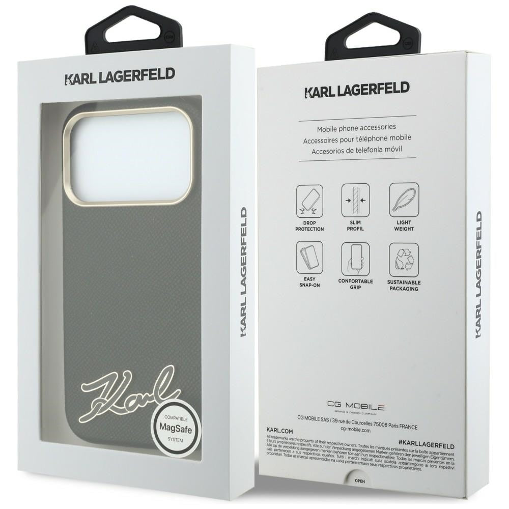 MagSafe puzdro pre Apple iPhone 18 Pro / 17 Pro, Karl Lagerfeld, Logo z textúrované živice, Čierne
