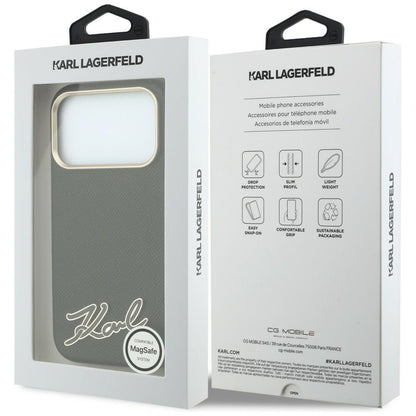 MagSafe puzdro pre Apple iPhone 18 Pro / 17 Pro, Karl Lagerfeld, Logo z textúrované živice, Čierne