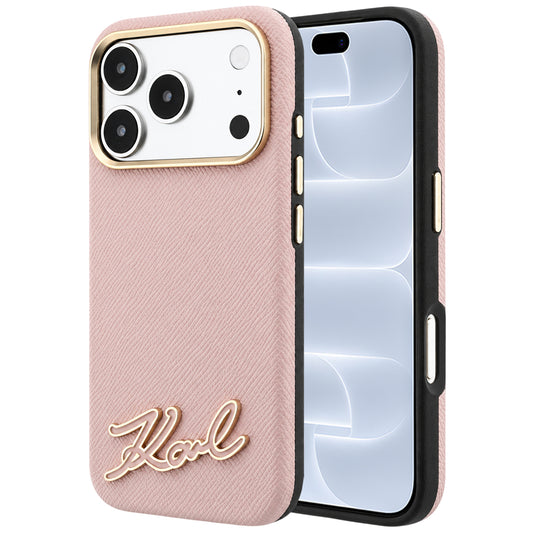 MagSafe puzdro pre Apple iPhone 18 Pro / 17 Pro, Karl Lagerfeld, Štruktúrované živicové logo, Ružové