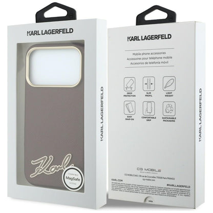 MagSafe puzdro pre Apple iPhone 18 Pro / 17 Pro, Karl Lagerfeld, Štruktúrované živicové logo, Bordové