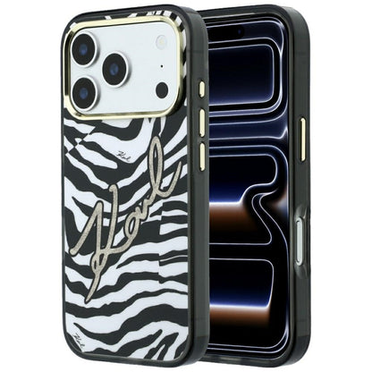 MagSafe puzdro pre Apple iPhone 18 Pro / 17 Pro, Karl Lagerfeld, HC IML Signature Zebra Glitter Gold, Čierne