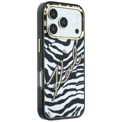 MagSafe puzdro pre Apple iPhone 18 Pro / 17 Pro, Karl Lagerfeld, HC IML Signature Zebra Glitter Gold, Čierne