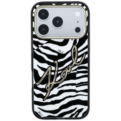 MagSafe puzdro pre Apple iPhone 18 Pro / 17 Pro, Karl Lagerfeld, HC IML Signature Zebra Glitter Gold, Čierne