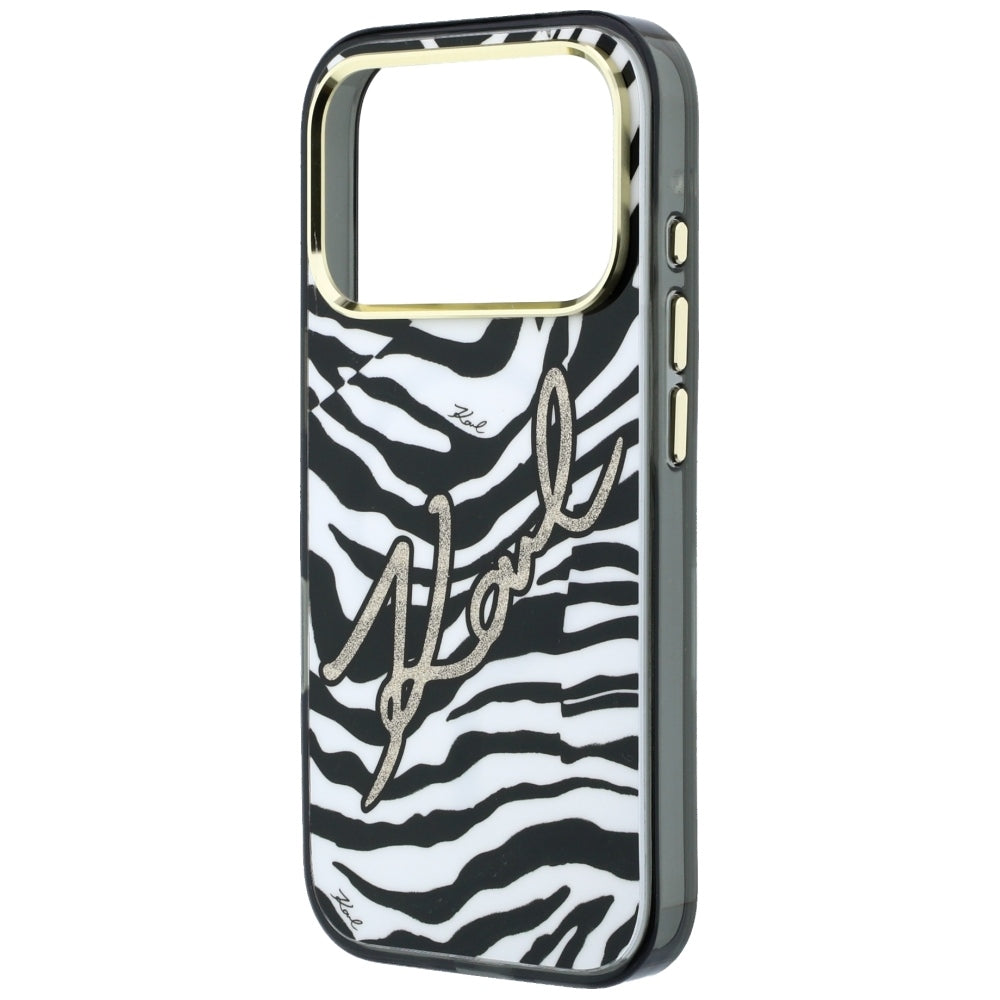 MagSafe puzdro pre Apple iPhone 18 Pro / 17 Pro, Karl Lagerfeld, HC IML Signature Zebra Glitter Gold, Čierne
