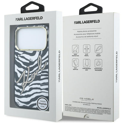 MagSafe puzdro pre Apple iPhone 18 Pro / 17 Pro, Karl Lagerfeld, HC IML Signature Zebra Glitter Gold, Čierne