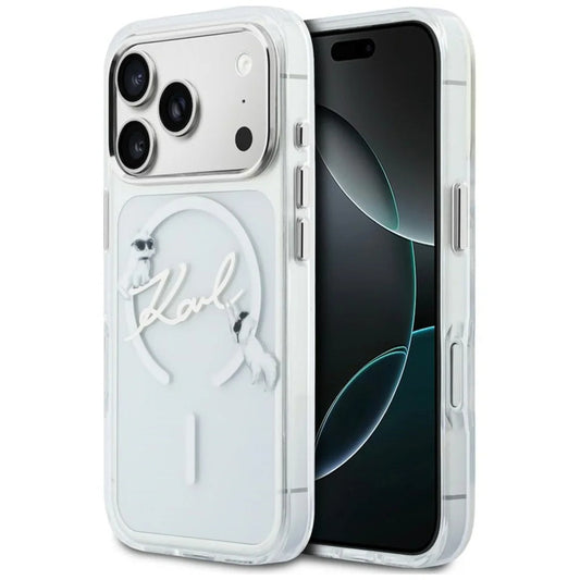 MagSafe puzdro pre Apple iPhone 18 Pro / 17 Pro, Karl Lagerfeld, IML Choupette Karl Script Logo, Priehľadné