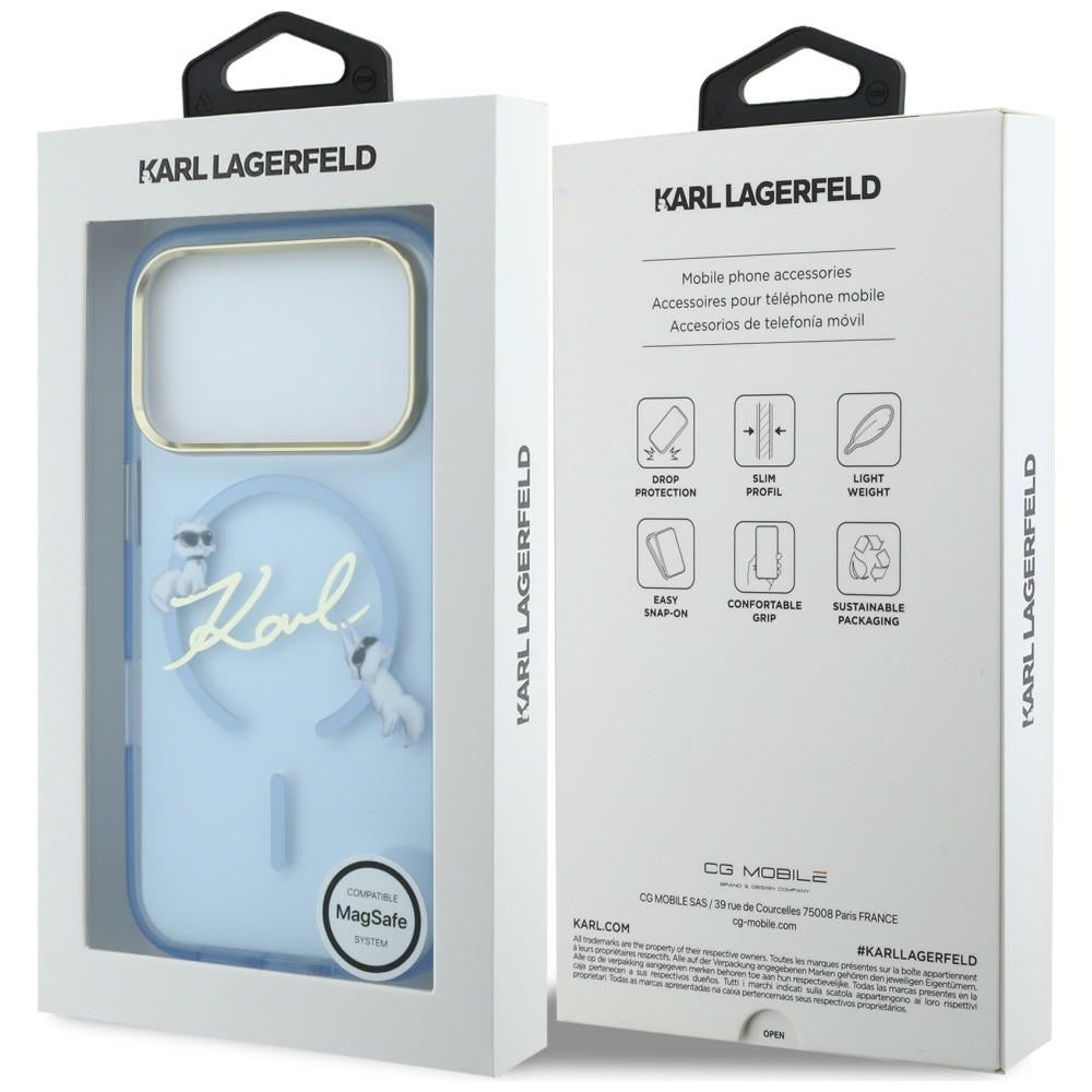 MagSafe puzdro pre Apple iPhone 18 Pro / 17 Pro, Karl Lagerfeld, IML Karl Script Logo, Modrá