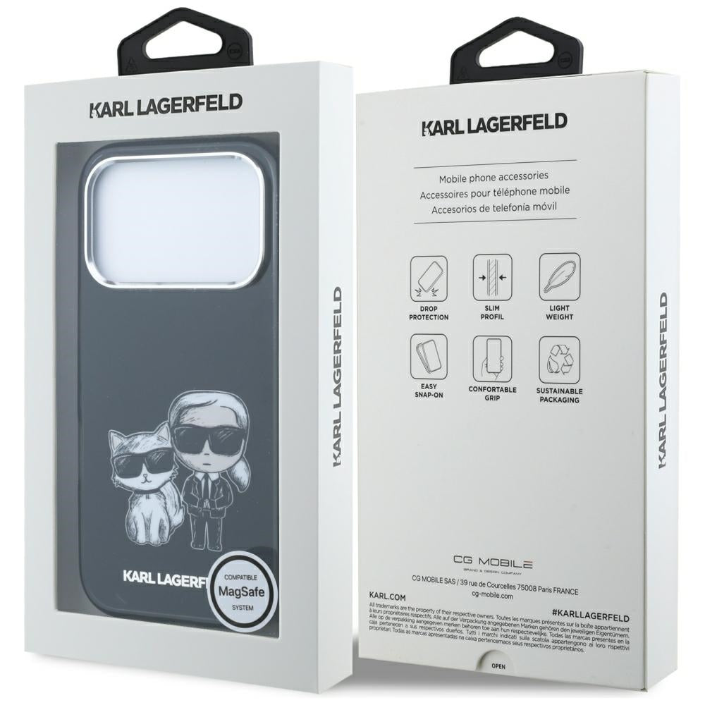 MagSafe puzdro pre Apple iPhone 18 Pro / 17 Pro, Karl Lagerfeld, IML KC Bodies Sketch Print, Čierna