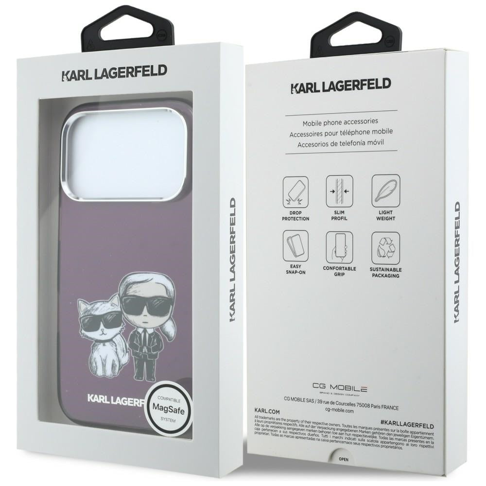 MagSafe puzdro pre Apple iPhone 18 Pro / 17 Pro, Karl Lagerfeld, IML KC Bodies Sketch Print, Bordová