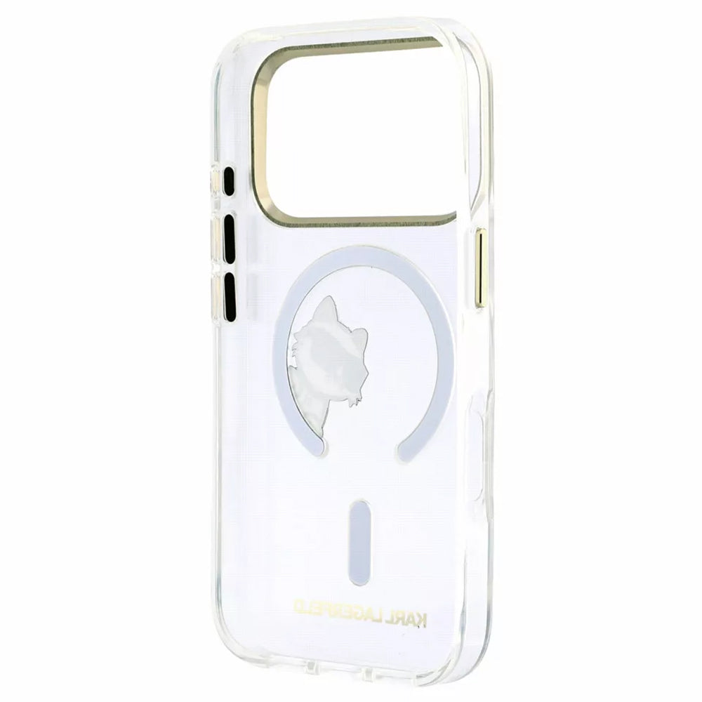 MagSafe puzdro pre Apple iPhone 18 Pro / 17 Pro, Karl Lagerfeld, IML Peekaboo potlač a kovový rám, priehľadné