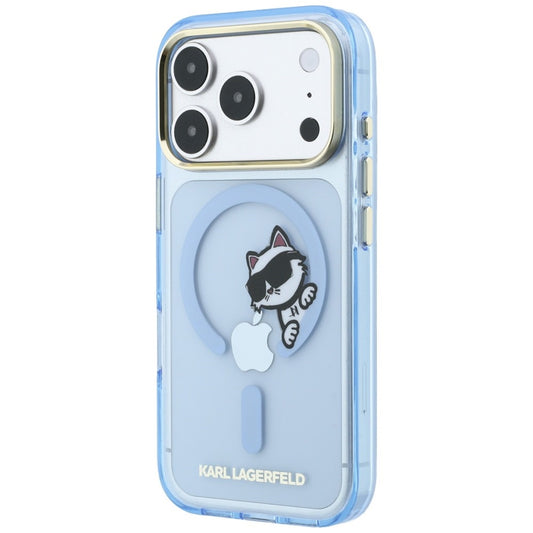 MagSafe Case for Apple iPhone 18 Pro / 17 Pro, Karl Lagerfeld, IML Peekaboo Print and Metal Frame, Blue