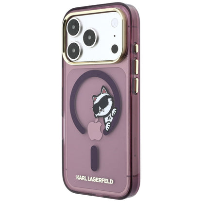 Puzdro MagSafe pre Apple iPhone 18 Pro / 17 Pro, Karl Lagerfeld, IML Peekaboo Print and Metal Frame, bordové