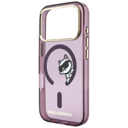 Puzdro MagSafe pre Apple iPhone 18 Pro / 17 Pro, Karl Lagerfeld, IML Peekaboo Print and Metal Frame, bordové