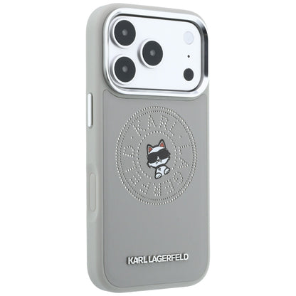 MagSafe puzdro pre Apple iPhone 18 Pro / 17 Pro, Karl Lagerfeld, Point and Choupette Sketch, Sivá
