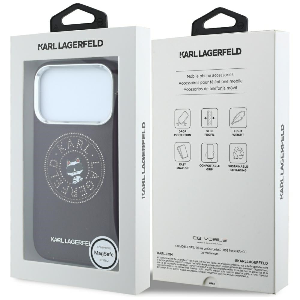 MagSafe Case for Apple iPhone 18 Pro / 17 Pro, Karl Lagerfeld, Point and Choupette Sketch, Burgundy